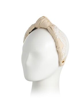 Lele Sadoughi Oatmeal Knotted Lace Accent Headband - Women Accessories